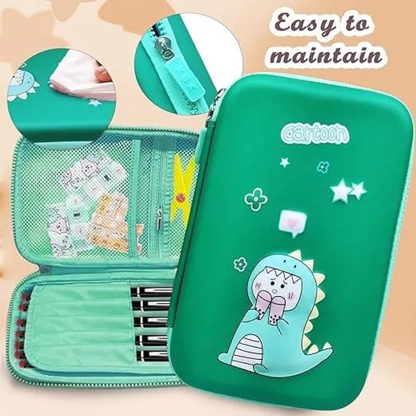 Cartoon_Dinosaur_Eva_3D_Hardtop_Large_Capacity_Pencil_Case_with_Compartments,_School_Pouch_Premium_Stylish_Stationary_Box,_Girls_Boys_Pen_Pouch,_Green