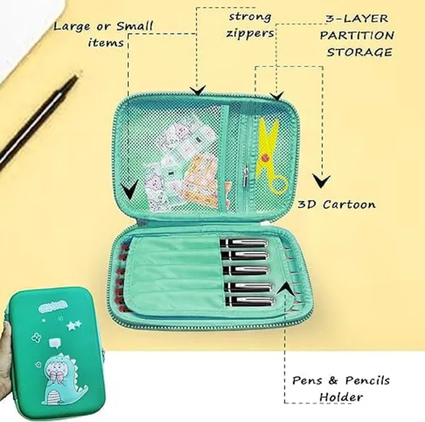 Cartoon_Dinosaur_Eva_3D_Hardtop_Large_Capacity_Pencil_Case_with_Compartments,_School_Pouch_Premium_Stylish_Stationary_Box,_Girls_Boys_Pen_Pouch,_Green
