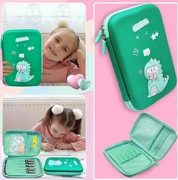 Cartoon_Dinosaur_Eva_3D_Hardtop_Large_Capacity_Pencil_Case_with_Compartments,_School_Pouch_Premium_Stylish_Stationary_Box,_Girls_Boys_Pen_Pouch,_Green