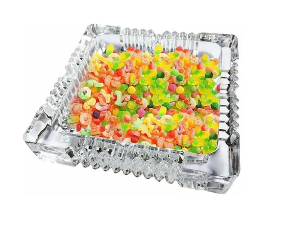 6_Inches_Square_Shaped_Designer_Glass_Ash_tray,_Cigarettes_Ash_Tray,_Tabletop_Ashtray_for_Home,_Office_and_Hote_Candy_Fruit_Tray,_Table_D�cor_Tray,_15_CM,_Clear