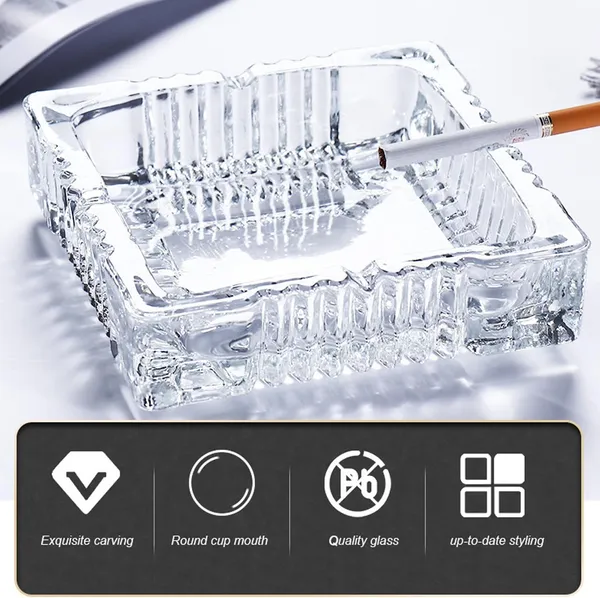 6_Inches_Square_Shaped_Designer_Glass_Ash_tray,_Cigarettes_Ash_Tray,_Tabletop_Ashtray_for_Home,_Office_and_Hote_Candy_Fruit_Tray,_Table_D�cor_Tray,_15_CM,_Clear