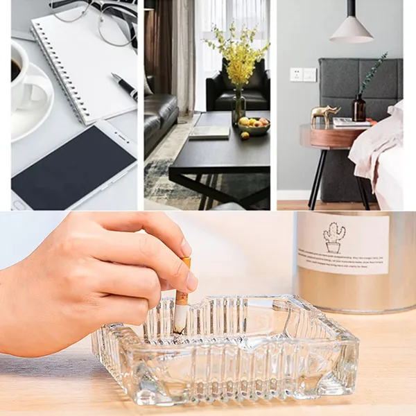 6_Inches_Square_Shaped_Designer_Glass_Ash_tray,_Cigarettes_Ash_Tray,_Tabletop_Ashtray_for_Home,_Office_and_Hote_Candy_Fruit_Tray,_Table_D�cor_Tray,_15_CM,_Clear
