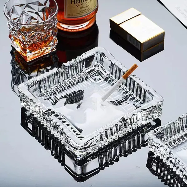 6_Inches_Square_Shaped_Designer_Glass_Ash_tray,_Cigarettes_Ash_Tray,_Tabletop_Ashtray_for_Home,_Office_and_Hote_Candy_Fruit_Tray,_Table_D�cor_Tray,_15_CM,_Clear