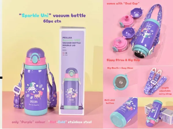 Cute_Unicorn_Theme_Hot_&_Cold_Vacuum_Insulated_Water_Bottle_for_Kids,_Double_Wall_Water_Bottle_with_Dual_Sipper_and_Wide_Mouth_lid_School_Bottle_for_Childrens_Girls,_Purple