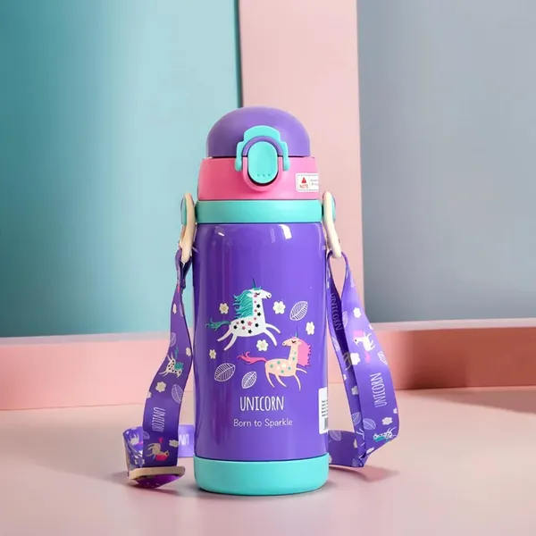 Cute_Unicorn_Theme_Hot_&_Cold_Vacuum_Insulated_Water_Bottle_for_Kids,_Double_Wall_Water_Bottle_with_Dual_Sipper_and_Wide_Mouth_lid_School_Bottle_for_Childrens_Girls,_Purple