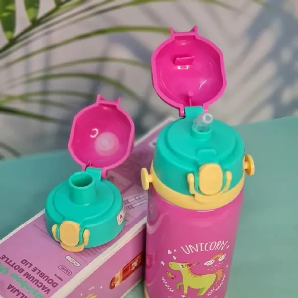 Cute_Unicorn_Theme_Hot_&_Cold_Vacuum_Insulated_Water_Bottle_for_Kids,_Double_Wall_Water_Bottle_with_Dual_Sipper_and_Wide_Mouth_lid_School_Bottle_for_Childrens_Girls,_Pink