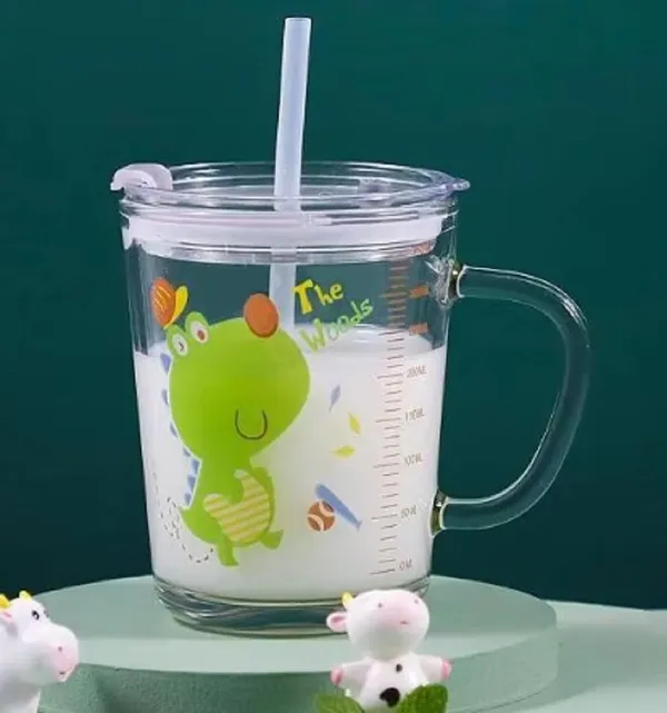 Tiptoe�_Pack_of_10,_Cute_Dino_Print_Milk_Sipper_Mug_Jar_with_Silicone_Straw_and_Airtight_Leakproof_Lid_-_Measuring_Scale_Birthday_Return_Gift_for_Kids_Boys_and_Girls_Perfect_for_Milk,Juice,Coffee