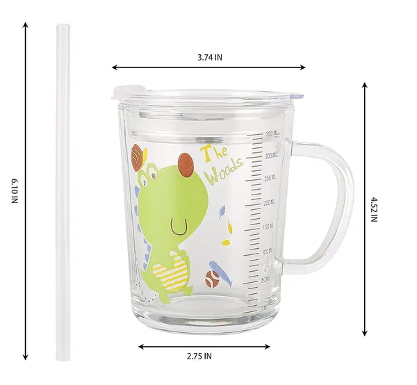 Tiptoe�_Pack_of_10,_Cute_Dino_Print_Milk_Sipper_Mug_Jar_with_Silicone_Straw_and_Airtight_Leakproof_Lid_-_Measuring_Scale_Birthday_Return_Gift_for_Kids_Boys_and_Girls_Perfect_for_Milk,Juice,Coffee