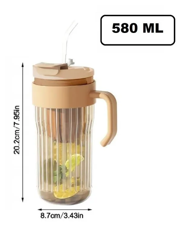 Tiptoe�_Pack_of_6,_550_ML,_Fluted_Glasses_Tumbler_Mug_with_Infuser_Lid_Straw_and_Handle,_Leak_Proof_Travel_Sipper_Mugs_for_Detox_Water,_Juice_Mocktails_Hot_Cold_Drinks_Cup_Gift,_Multicolor