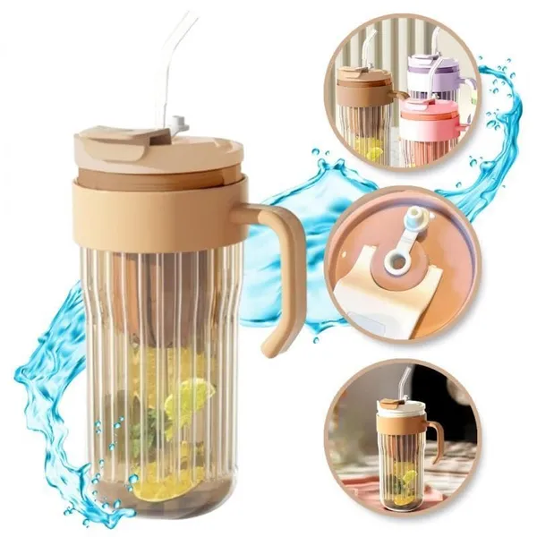 Tiptoe�_Pack_of_6,_550_ML,_Fluted_Glasses_Tumbler_Mug_with_Infuser_Lid_Straw_and_Handle,_Leak_Proof_Travel_Sipper_Mugs_for_Detox_Water,_Juice_Mocktails_Hot_Cold_Drinks_Cup_Gift,_Multicolor