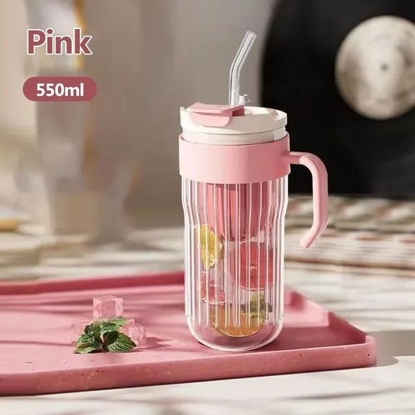 Pack_of_1,_Flutted_Glasses_Tumbler_Mug_with_Infuser_Lid_Straw_and_Handle,_Leak_Proof_2_in_1_Travel_Sipper_Mugs_for_Detox_Water,_Juice_Mocktails_Hot_Cold_Drink_Cup,_550ML,_Pink
