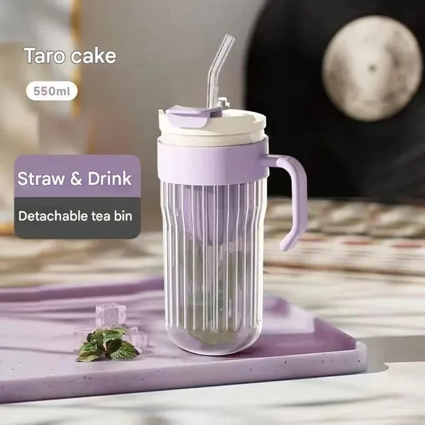 Pack_of_1,_Flutted_Glasses_Tumbler_Mug_with_Infuser_Lid_Straw_and_Handle,_Leak_Proof_2_in_1_Travel_Sipper_Mugs_for_Detox_Water,_Juice_Mocktails_Hot_Cold_Drink_Cup,_550ML,_Purple