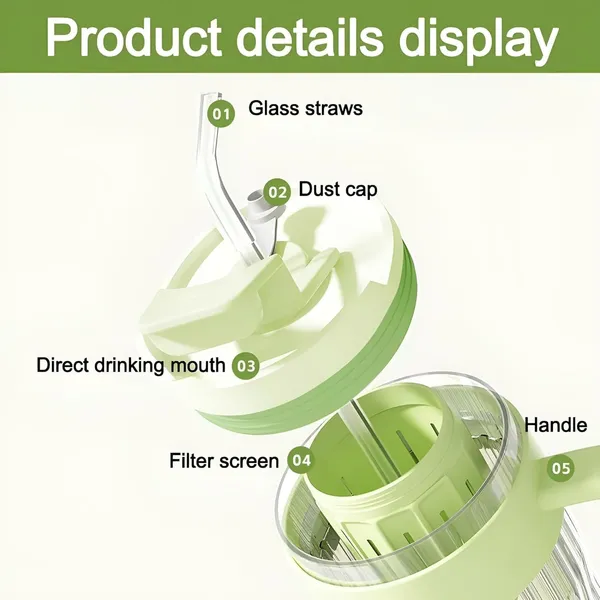 Tiptoe�_Pack_of_15,_550_ML,_Fluted_Glasses_Tumbler_Mug_with_Infuser_Lid_Straw_and_Handle,_Leak_Proof_Travel_Sipper_Mugs_for_Detox_Water,_Juice_Mocktails_Hot_Cold_Drinks_Cup_Gift,_Multicolor