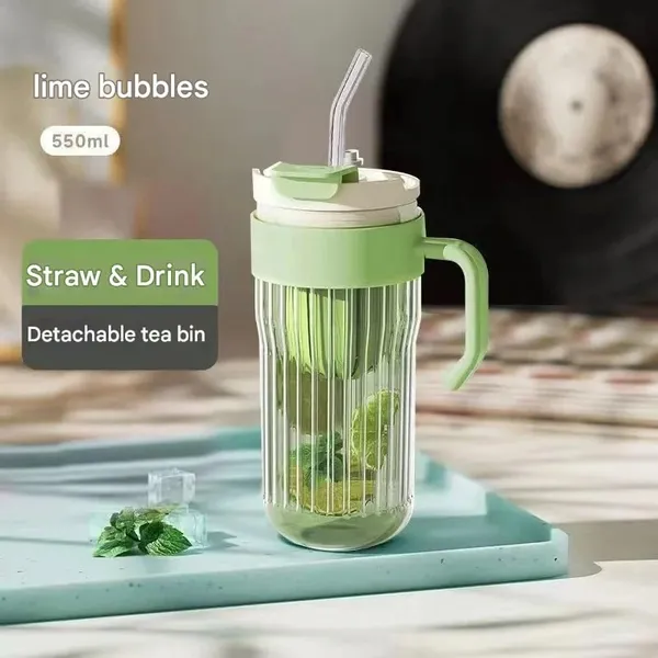 Pack_of_1,_Flutted_Glasses_Tumbler_Mug_with_Infuser_Lid_Straw_and_Handle,_Leak_Proof_2_in_1_Travel_Sipper_Mugs_for_Detox_Water,_Juice_Mocktails_Hot_Cold_Drink_Cup,_550ML,_Green