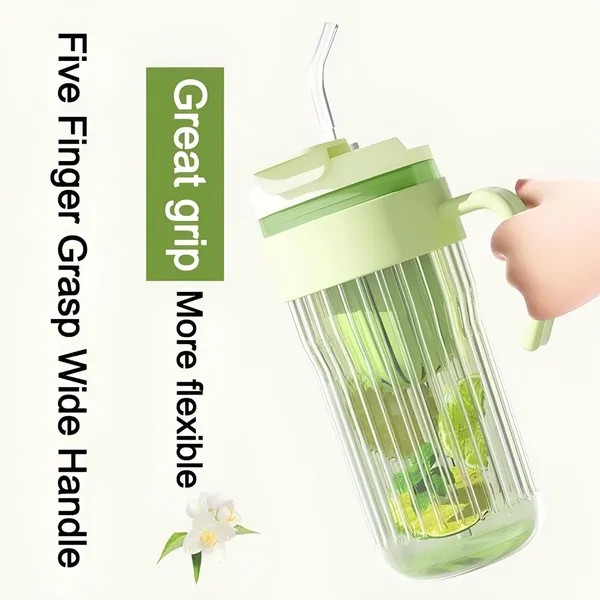 Pack_of_1,_Flutted_Glasses_Tumbler_Mug_with_Infuser_Lid_Straw_and_Handle,_Leak_Proof_2_in_1_Travel_Sipper_Mugs_for_Detox_Water,_Juice_Mocktails_Hot_Cold_Drink_Cup,_550ML,_Green