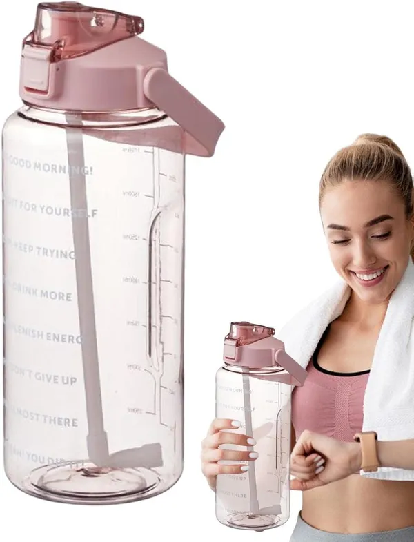 2_Litre_Gym_Sports_Water_Bottle_Leakproof_Motivational_Time_Marking_Fitness_Bottle_with,_Large_Capacity_Gallon_Bottles_with_Straw,_2000_ML,_Pink