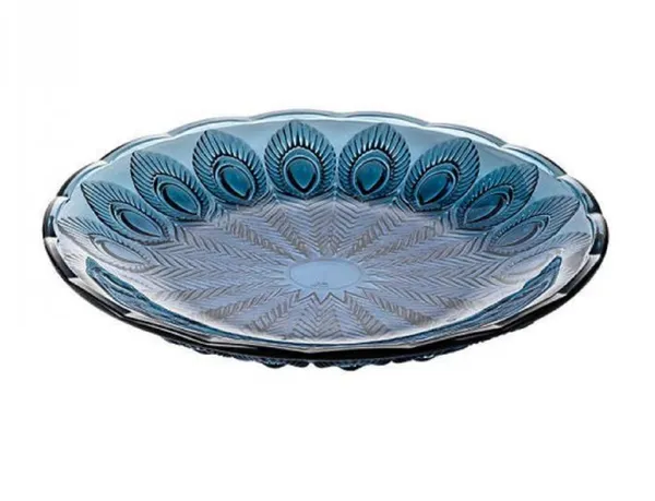 7.5_Inch_Platter_Serving_Saucer_Dish_Blue_Peacock_Feather_Theme_Quarter_Plate,_1_Piece