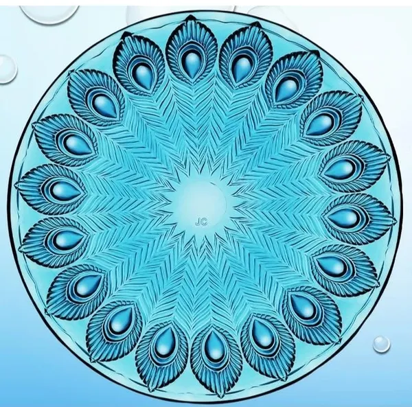 Pack_of_3,_7.5_Inch_Platter_Serving_Saucer_Dish_Blue_Peacock_Feather_Theme_Quarter_Plate