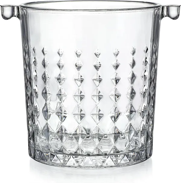 900_ML_Glass_Ice_Bucket_Wine_Cooler_Ice_Buckets_Brick_Tear_Drops_Pattern_with_Steel_Handles_and_Tong_Champagne/Wine_Beer_Cooling_Container,_Transparent