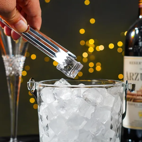 900_ML_Glass_Ice_Bucket_Wine_Cooler_Ice_Buckets_Brick_Tear_Drops_Pattern_with_Steel_Handles_and_Tong_Champagne/Wine_Beer_Cooling_Container,_Transparent