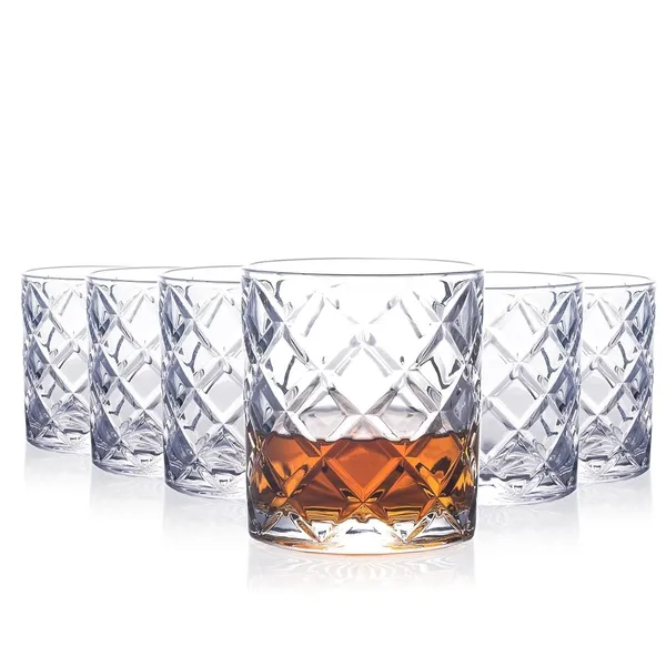 340_ML_Premium_Whiskey_Glass_Set_of_6_|_Crystal_Cut_Design_Crosshatch_Pattern_|_Ideal_for_Scotch,_Bourbon,_Whisky,_Cocktails_&_Barware