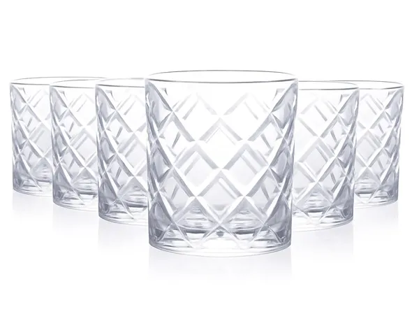 340_ML_Premium_Whiskey_Glass_Set_of_6_|_Crystal_Cut_Design_Crosshatch_Pattern_|_Ideal_for_Scotch,_Bourbon,_Whisky,_Cocktails_&_Barware