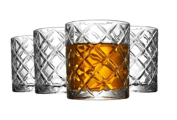 340_ML_Premium_Whiskey_Glass_Set_of_4_|_Crystal_Cut_Design_Crosshatch_Pattern_|_Ideal_for_Scotch,_Bourbon,_Whisky,_Cocktails_&_Barware