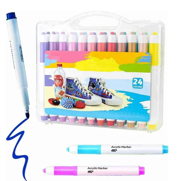 24_PCS_Acrylic_Marker_Pen_Set_�_Multi-Surface_Waterproof_Paint_Pens_for_Rock,_Wood,_Glass,_Canvas,_Fabric,_DIY_Crafts,_Shoes_&_More_�_Vibrant_Colors,_DIY_Crafts_Art_Supplies