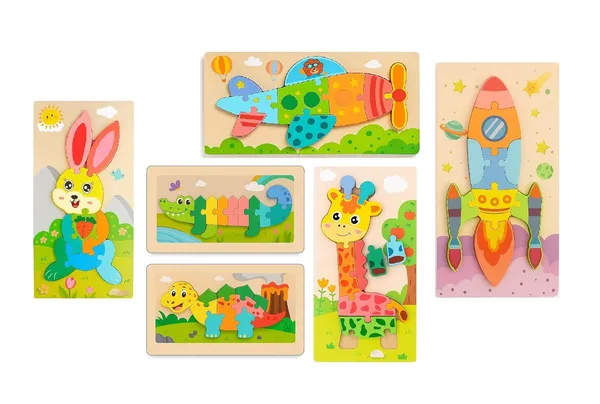 Pack_of_4,_Colorful_Montessori_Wooden_3D_Jigsaw_Puzzle_Educational_Gift_Toys_for_Toddler_Kids_Boys_and_Girls,_Multicolor