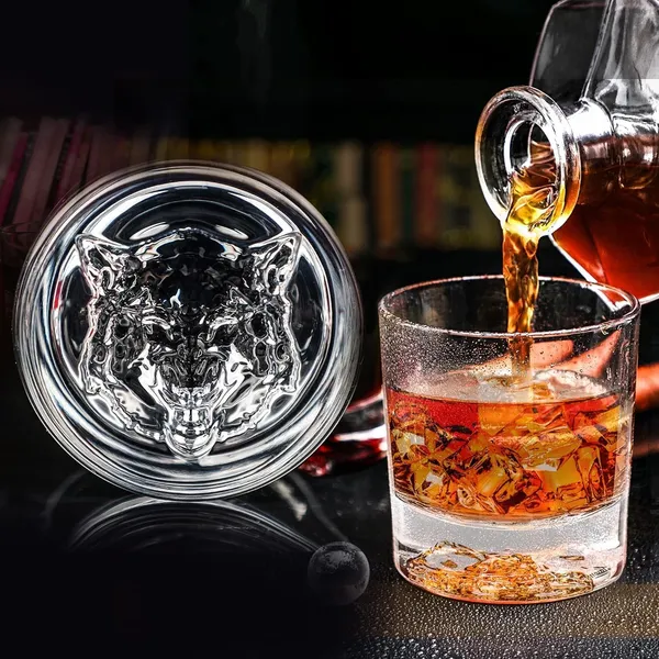 310_ML_Whiskey_Glasses,_Wolf_Engraved_Thick_Bottom,_Glasses_for_Whisky,_Gin,_Vodka,_Cocktail_Glasses,_Whisky_Gift,_Suitable_for_use_in_Bars,_Parties_and_Homes