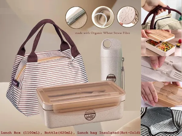 3_in_1_Lunch_Set_-_Lunch_Box,_Water_Bottle_and_Insulated_Carry_Bag_-_Wheat_Straw_Fibre_Made_Box,_Food-Safe_Materials_for_Office,_School_&_Travel