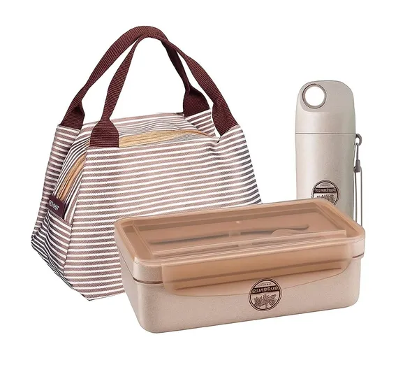 3_in_1_Lunch_Set_-_Lunch_Box,_Water_Bottle_and_Insulated_Carry_Bag_-_Wheat_Straw_Fibre_Made_Box,_Food-Safe_Materials_for_Office,_School_&_Travel