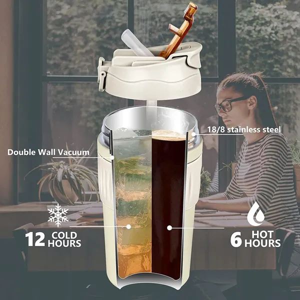 480ML_Premium_Leak-Proof_Insulated_Travel_Mug_with_Dual_Lid_|_Stainless_Steel_Coffee_Tumbler_with_Straw_&_Flip_Lid_|_Portable_Hot_&_Cold_Thermos_Cup_for_Office,_Gym_&_Outdoor,_White