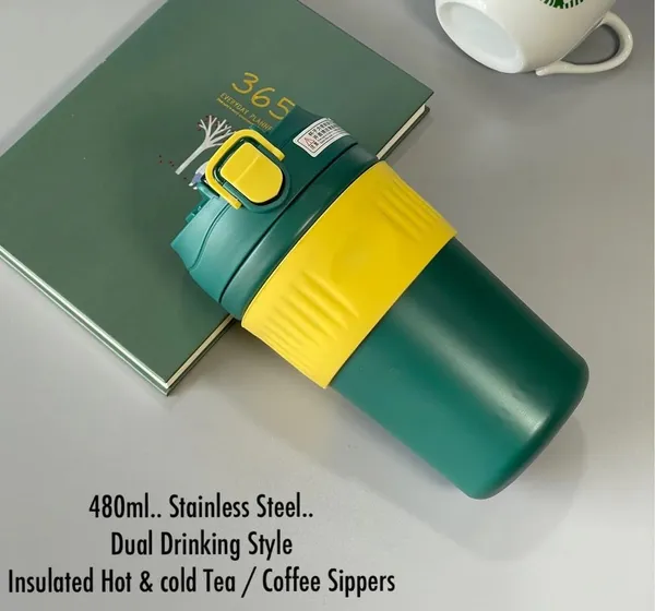 480ML_Premium_Leak-Proof_Insulated_Travel_Mug_with_Dual_Lid_|_Stainless_Steel_Coffee_Tumbler_with_Straw_&_Flip_Lid_|_Portable_Hot_&_Cold_Thermos_Cup_for_Office,_Gym_&_Outdoor,_Green