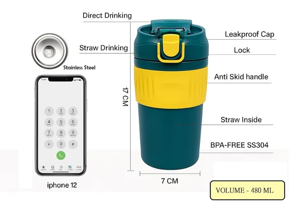 480ML_Premium_Leak-Proof_Insulated_Travel_Mug_with_Dual_Lid_|_Stainless_Steel_Coffee_Tumbler_with_Straw_&_Flip_Lid_|_Portable_Hot_&_Cold_Thermos_Cup_for_Office,_Gym_&_Outdoor,_Green