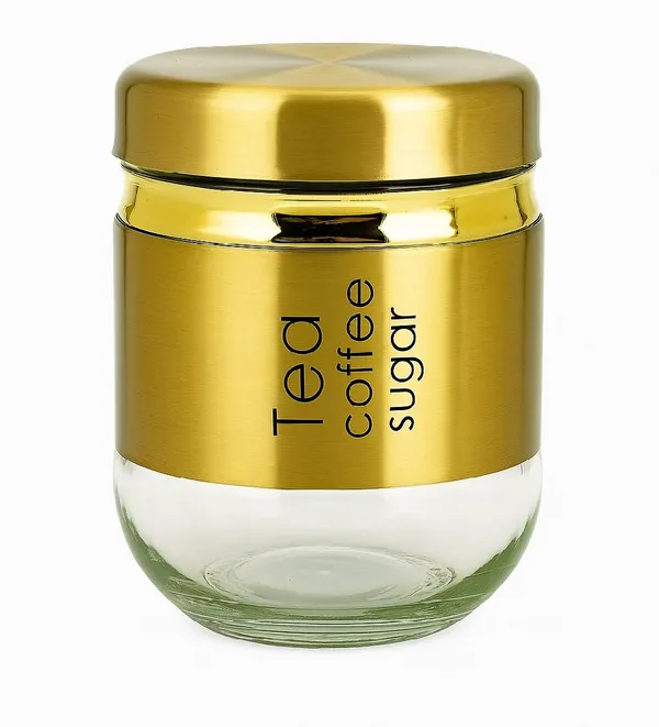 Pack_of_1,_400ML_Glass_Food_Storage_Container_with_Stainless_Steel_Cover_&_Airtight_Lid_Kitchen_Canister_Set_Coffee_Tea_Sugar_Dry_Fruits_Cookie_Glass_Jar,_Golden