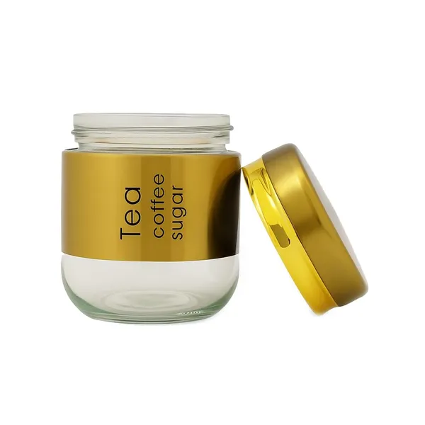 Pack_of_1,_400ML_Glass_Food_Storage_Container_with_Stainless_Steel_Cover_&_Airtight_Lid_Kitchen_Canister_Set_Coffee_Tea_Sugar_Dry_Fruits_Cookie_Glass_Jar,_Golden