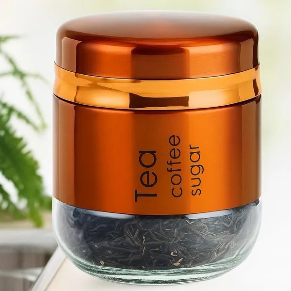 Pack_of_1,_400ML_Glass_Food_Storage_Container_with_Stainless_Steel_Cover_&_Airtight_Lid_Kitchen_Canister_Set_Coffee_Tea_Sugar_Dry_Fruits_Cookie_Glass_Jar,_Copper