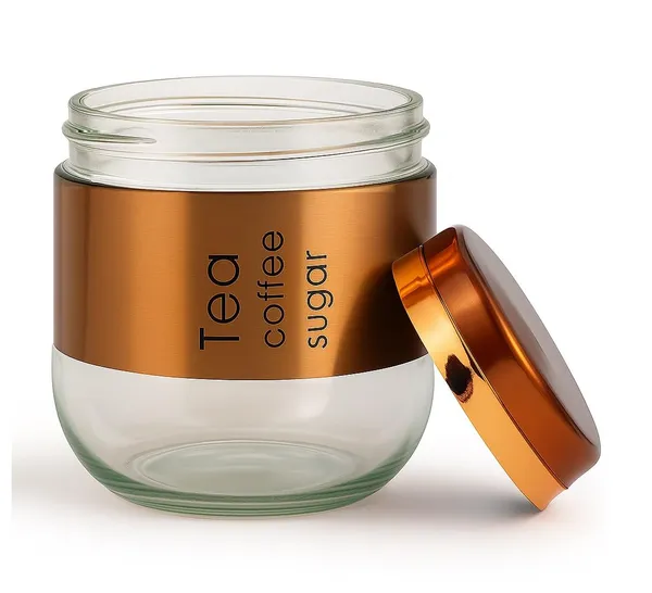 Pack_of_1,_400ML_Glass_Food_Storage_Container_with_Stainless_Steel_Cover_&_Airtight_Lid_Kitchen_Canister_Set_Coffee_Tea_Sugar_Dry_Fruits_Cookie_Glass_Jar,_Rose_Gold