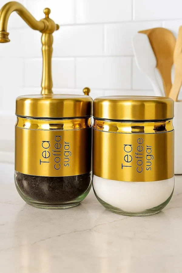 Pack_of_2,_400ML_Glass_Food_Storage_Container_with_Stainless_Steel_Cover_&_Airtight_Lid_Kitchen_Canister_Set_Coffee_Tea_Sugar_Dry_Fruits_Cookie_Glass_Jar,_Golden