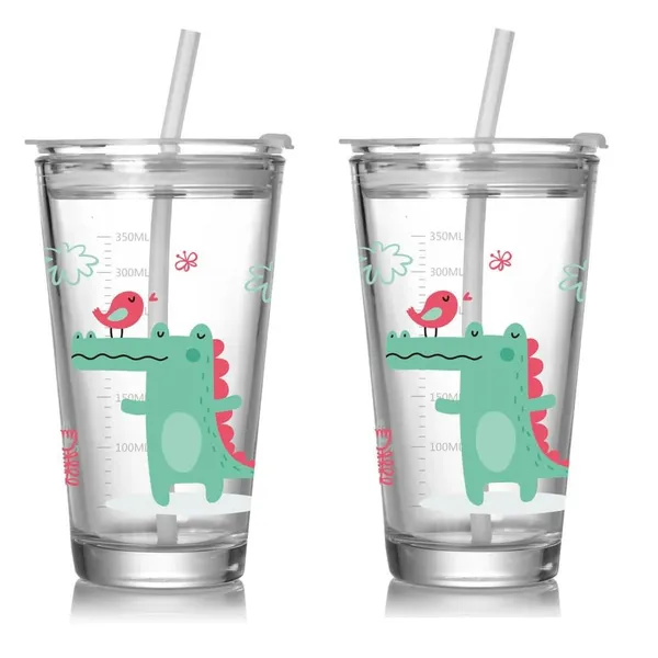 2_Pieces,_470_ML_Glass_Sipper_Coffee_Tumbler_Mug,_2_in1_Dual_Drinking_Leakproof_Airtight_Lid_Travel_Cup_for_Kids,_Crocodile_Dino_Theme