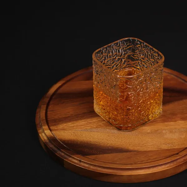 210_ML,_Premium_Square_Textured_Whisky_Glass_Set_�_Crystal_Clear_Glasses_for_Whisky,_Cocktails,_Juice_&_Drinks_�_Elegant_Old_Fashioned_Tumblers_for_Home_&_Bar_(Set_of_4)