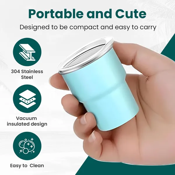 Tiptoe�_8_Pieces,_90ML_Mini_Stainless_Steel_Tumbler_Shot_Glass_with_Straw_and_Lid,_Double_Wall_Sublimation_Mug_Cups_Glass_for_Kids_Return_Gifting,_Wedding_Party_Bar,_Multicolor