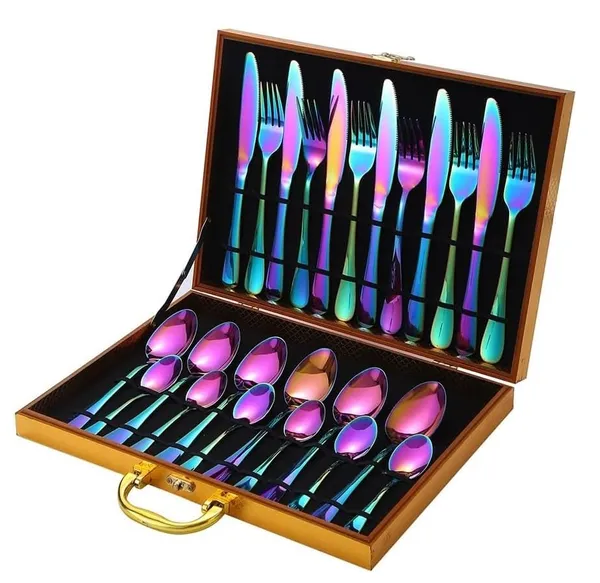 Premium_Rainbow_Flatware_24_Piece_Set,_High_Grade_Stainless_Steel_Tableware_Cutlery_Include_Knives/Forks/Spoons_Set_for_Home_Restaurant,_Mirror_Polished,_Dishwasher_Safe_Gift_Box_Pack