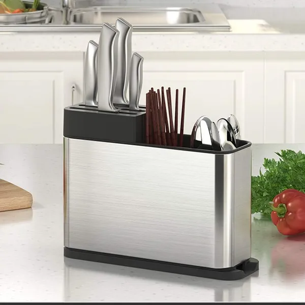 Stainless_Steel_Kitchen_Cutlery_Holder_with_Knife_Block_|_Multipurpose_Utensil_Organizer_for_Spoons,_Forks,_Knives_&_Chopsticks_|_Modern_Countertop_Cutlery_Storage_Rack