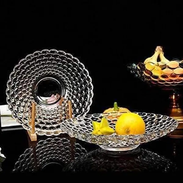 14_Inch_Transparent_Decorative_Fruit_Bowl_Plate_Large_Crystal_Glass_Bubble_Pattern_Fruit_Bowl_for_Home_Hotel_Restaurant_Snacks_Afternoon_Tea_Basket_Home_Decoration