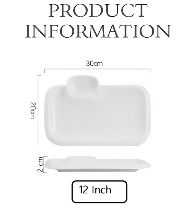 Pack_of_1,_12_Inch_Rectangular_Ceramic_Serving_Plate_with_Dip_Bowl_|_Multipurpose_Snack_&_Sauce_Platter_for_Momos,_Fries,_Snacks,_Elegant_White_Dinnerware_for_Home,_Caf�_&_Parties