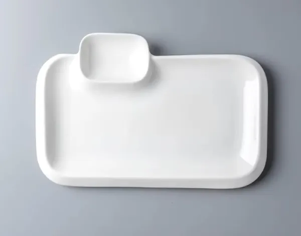 12_Inch_Rectangular_Ceramic_Serving_Plate_with_Dip_Bowl_|_Multipurpose_Snack_&_Sauce_Platter_for_Momos,_Fries,_Snacks,_Elegant_White_Dinnerware_for_Home,_Caf�_&_Parties