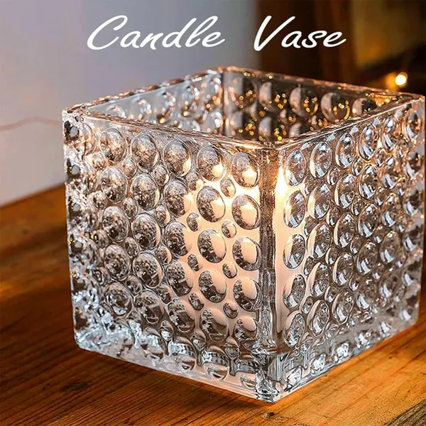 Pack_of_2,Wide_Mouth_Square_Cube_Flower_Vase_Bubble_Design_Candle_Holder_Glass_Flower_Vases_for_Home_Decor_4_Inch,_Transparent