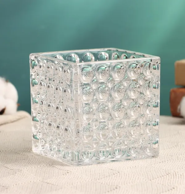 Pack_of_1,Wide_Mouth_Square_Cube_Flower_Vase_Bubble_Design_Candle_Holder_Glass_Flower_Vases_for_Home_Decor_4_Inch,_Transparent